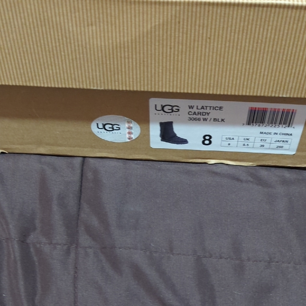 UGG Black Lattice Cardy Winter Boots Women's Size 8 - Picture 8 of 8